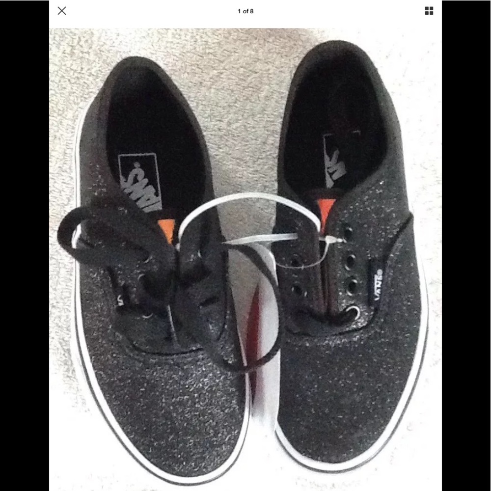 Vans Authentic Girls black glitter shoes NWB